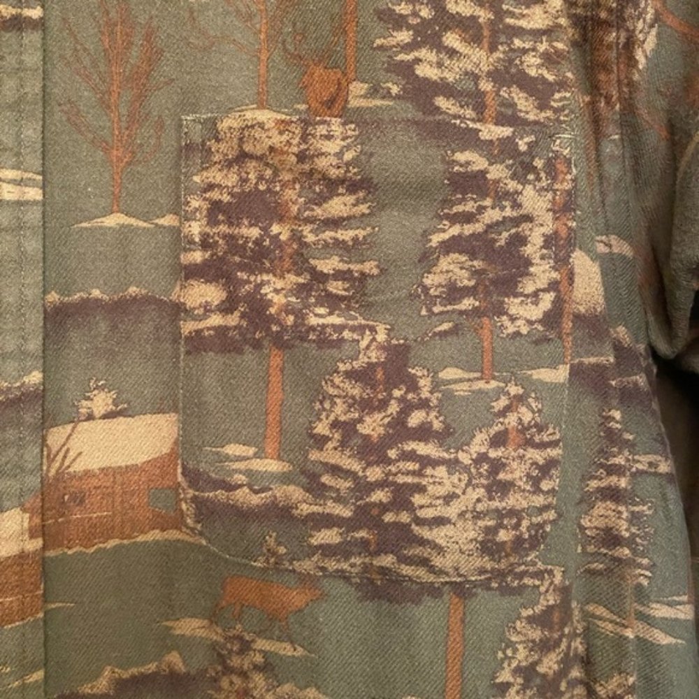 Men Eddie Bauer L flannel relaxed  fit fall autumn camouflage buttoned shirt - Picture 6 of 9